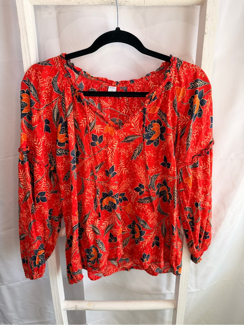 Old Navy Red Floral Peasant Top
